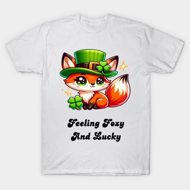 St. Patrick's Day Fox - Feeling Foxy and Lucky T-Shirt by FoxSplatter